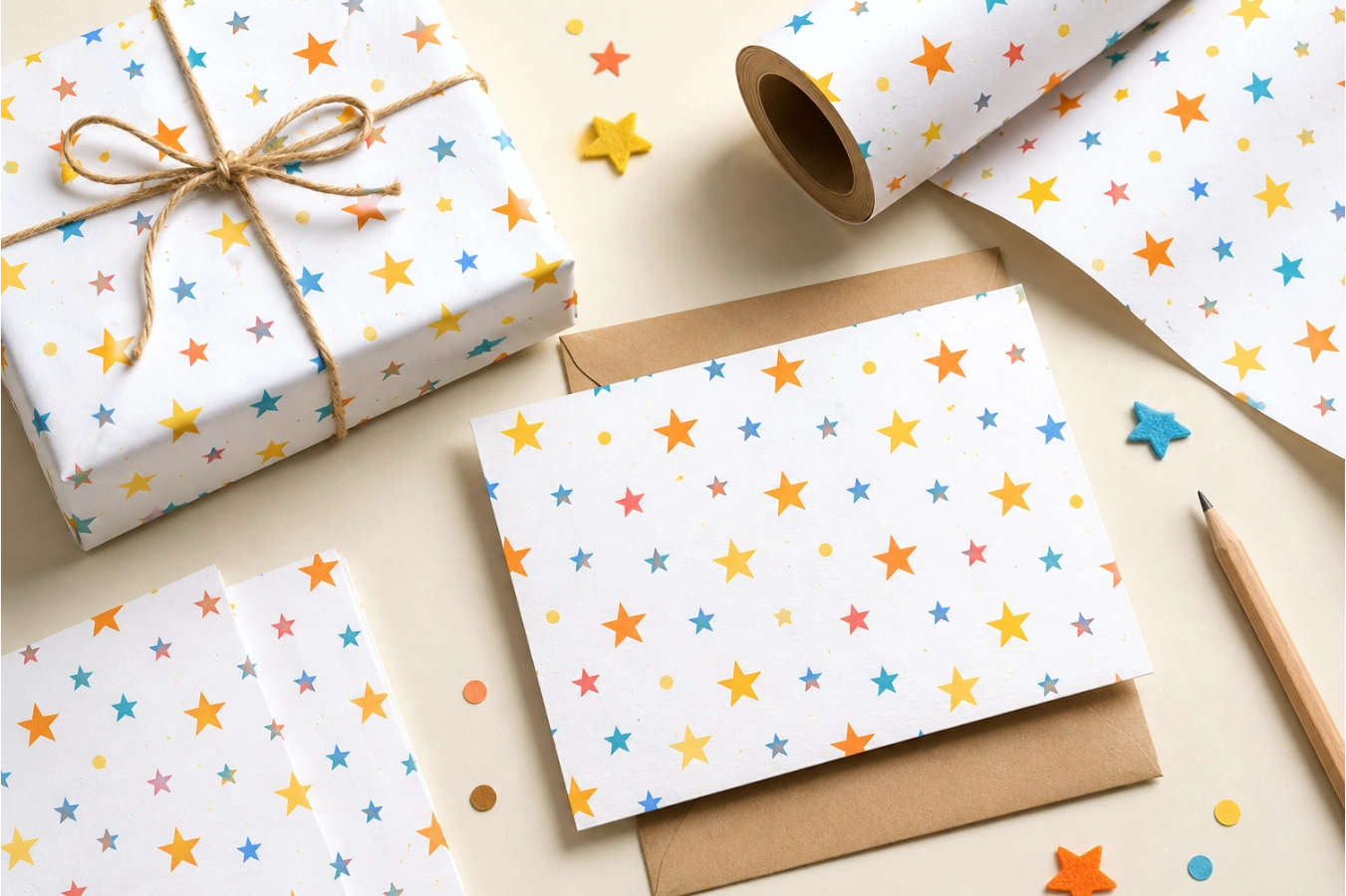 Pattern on wrapping paper and stationery
